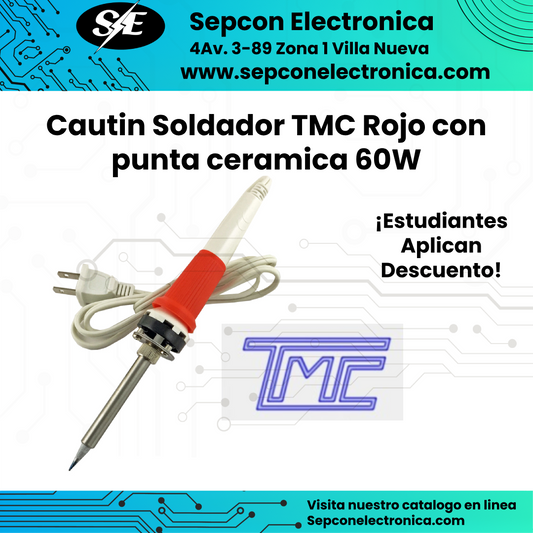Cuatín soldador TMC 60W rojo con punta cerámica