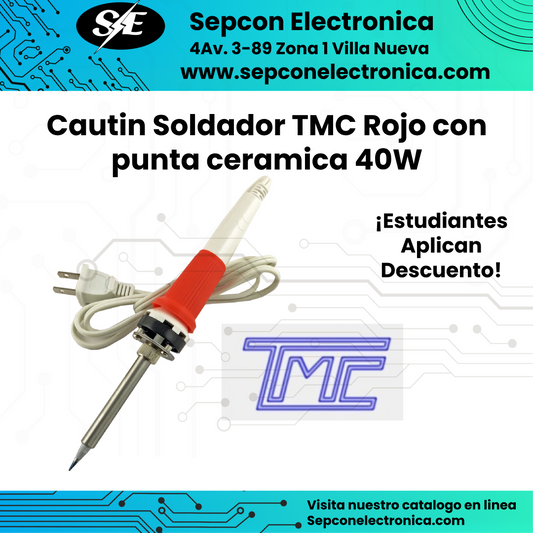 Cuatín soldador TMC 40 rojo con punta cerámica