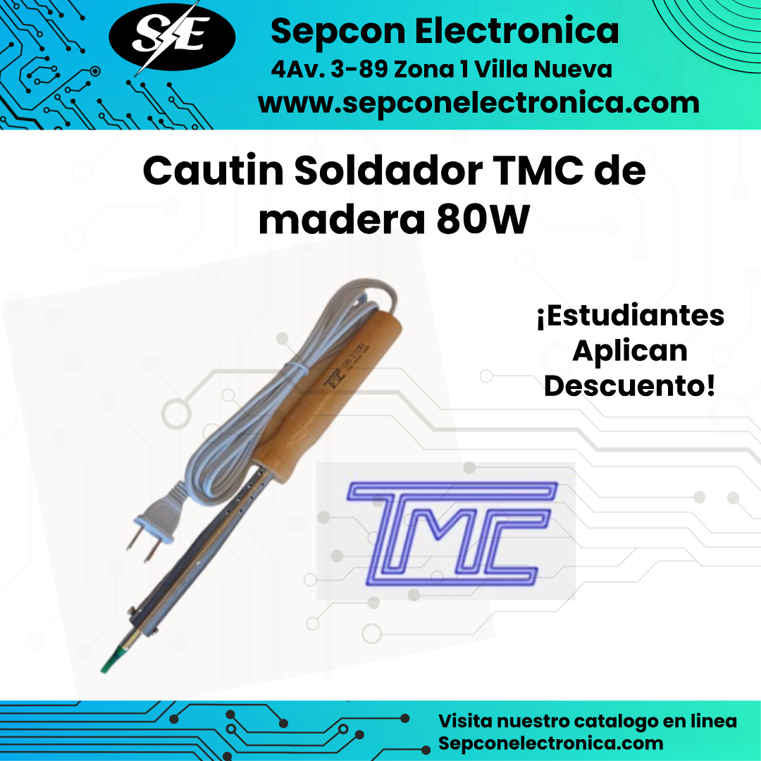 Cuatín soldador TMC 80W de madera con tornillo