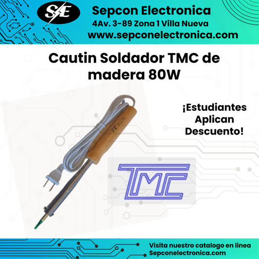 Cuatín soldador TMC 80W de madera con tornillo