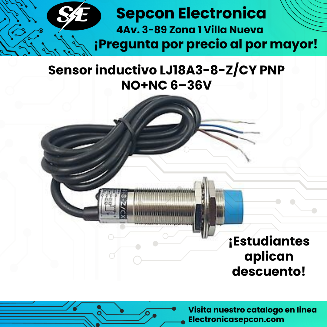 Sensor de Proximidad Inductivo LJ18A3-8-Z/CY PNP NO+NC 6–36V
