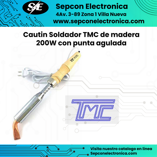 Cuatín soldador TMC 200w Madera industrial  con punta angulada