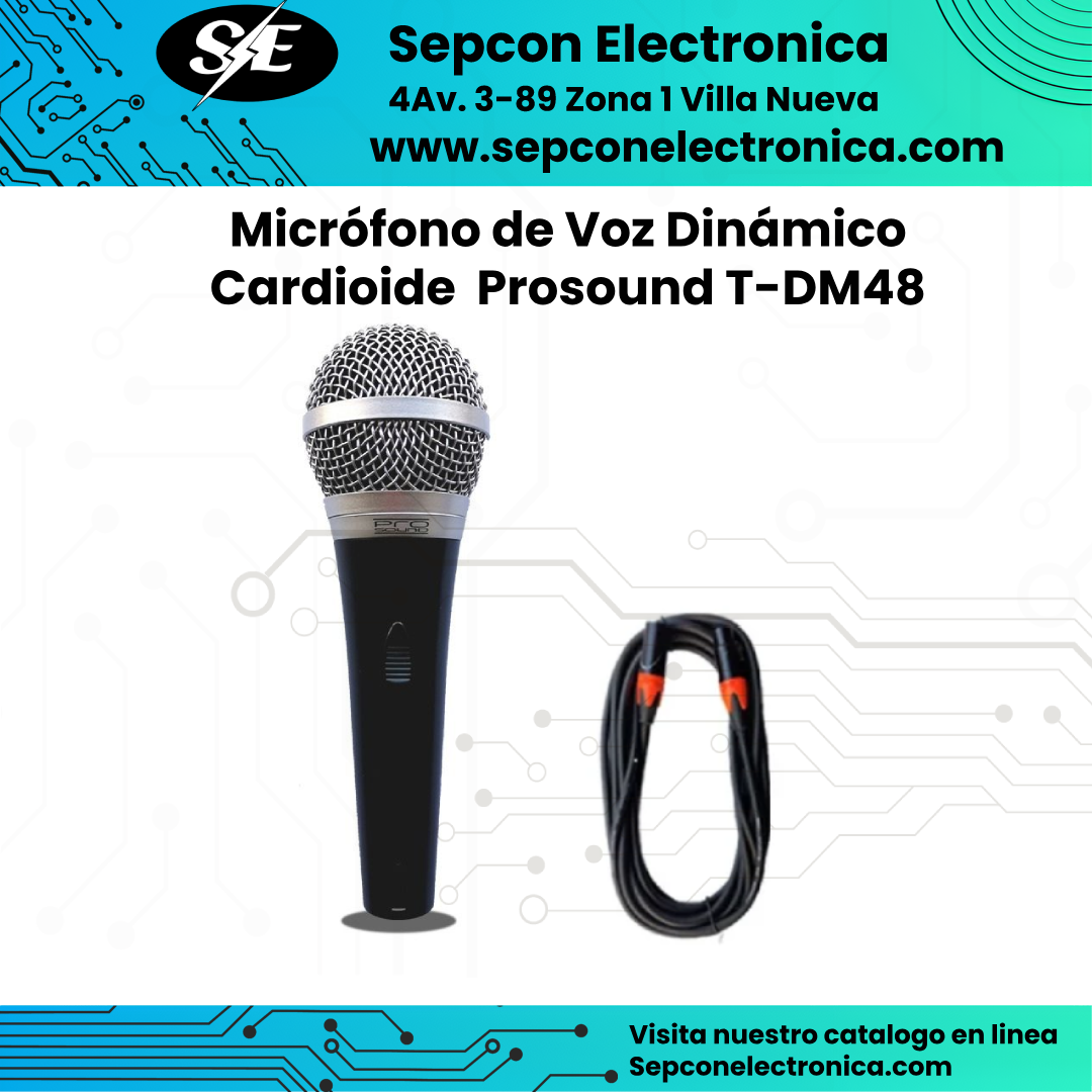 Micrófono de Voz Dinámico Cardioide  Prosound T-DM48