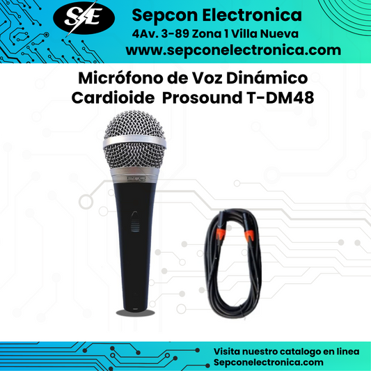 Micrófono de Voz Dinámico Cardioide  Prosound T-DM48