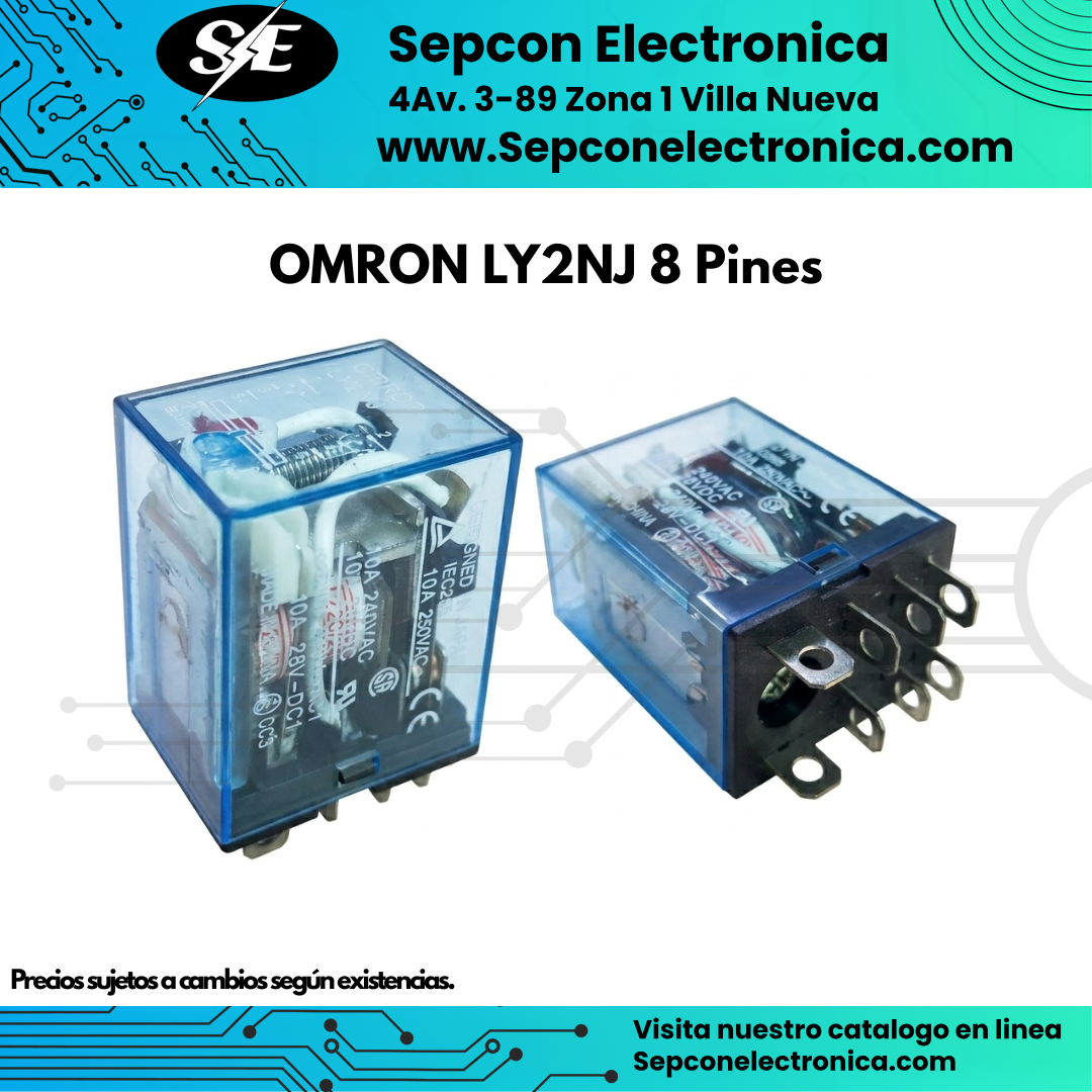 Relay Omron 8 Pines 220/240VAC 10A DPDT LY2NJ