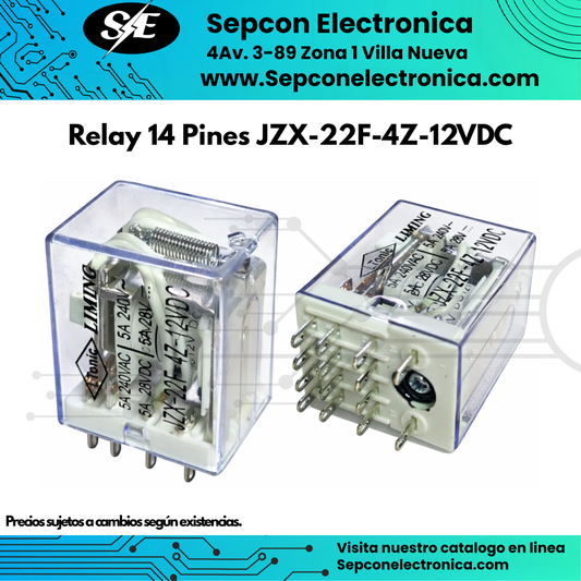Relay LTonic 14 Pines 12VDC 5A 4P2T JZX-22F-4Z-12VDC