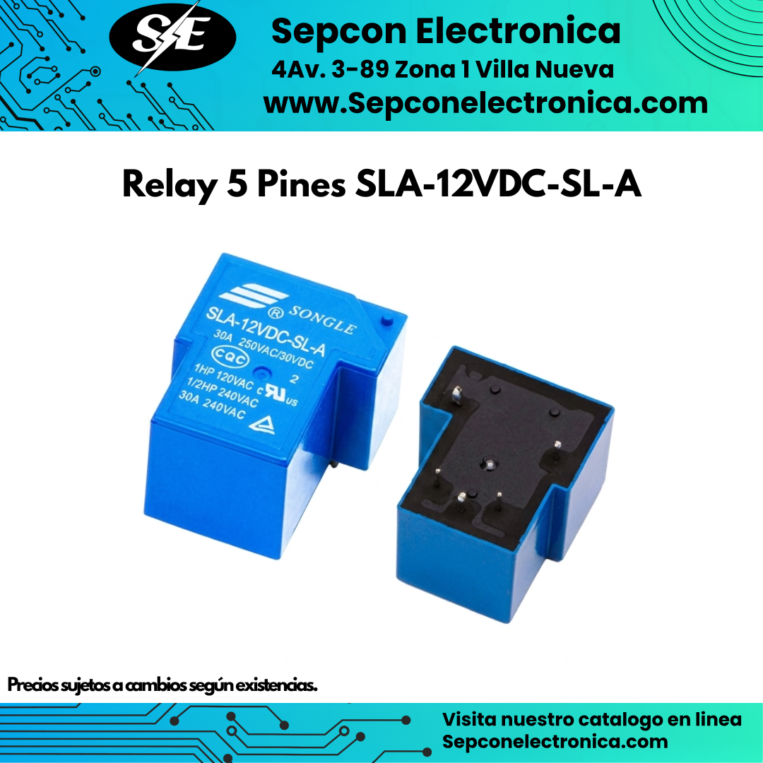 Relay Songle 5 PINES 12VDC 30A SPDT SLA-12VDC-SL-A