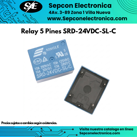Relay Songle 5 Pines 24VDC 10A SRD-24VDC-SL-C  SPDT