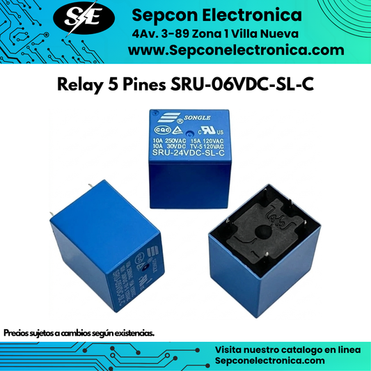 Relay Songle 5 Pines 6VDC 10A SRU-06VDC-SL-C SPDT