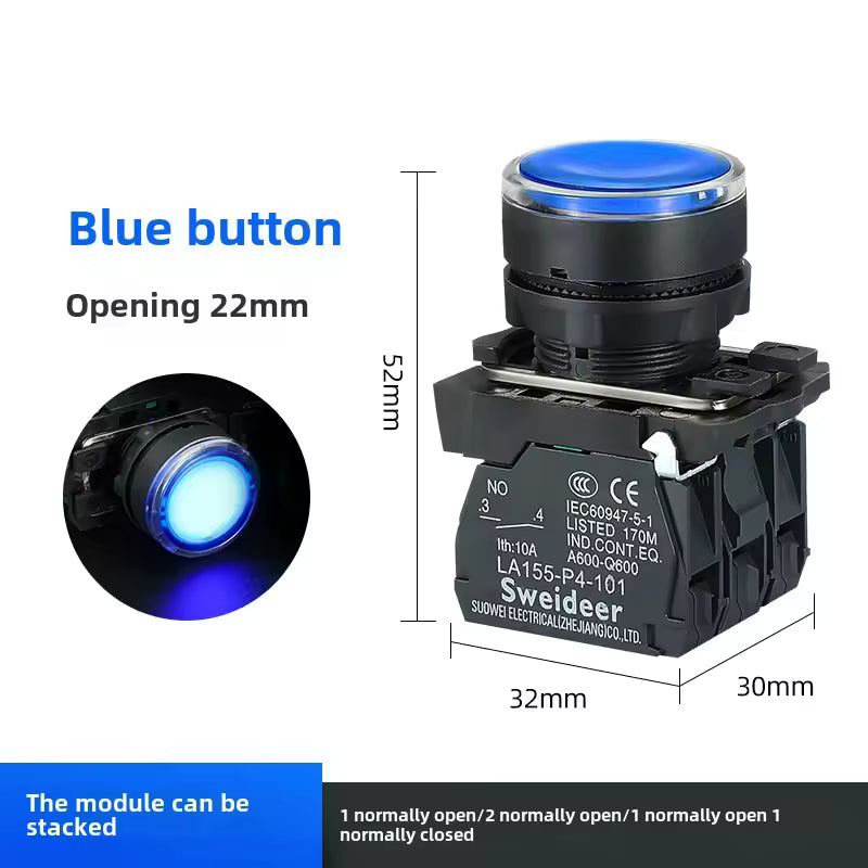 Pulsador industrial de doble polo con luz ZBE-101