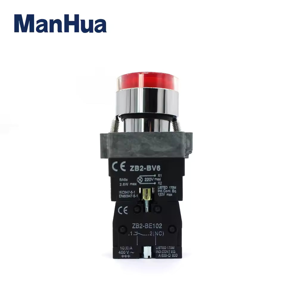 Pulsador industrial de un polo con luz ZB2-BE102