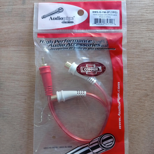Cable Y Adaptador Audiopipe – 2 RCA Hembra a 1 RCA Macho