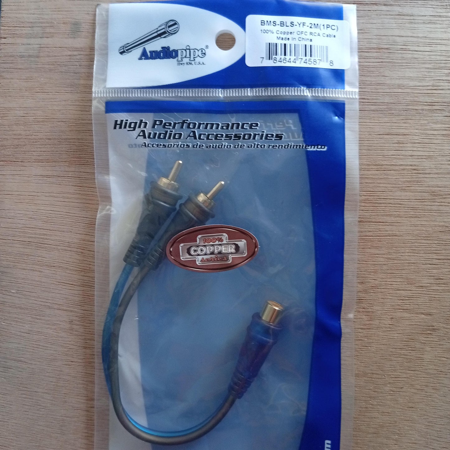 Cable Y Adaptador Audiopipe – 2 RCA Macho a 1 RCA Hembra