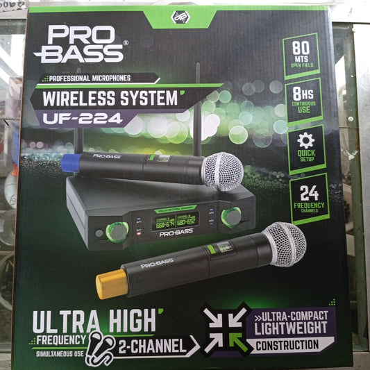 Par Micrófonos Inalámbricos UHF Pro Bass UF-224