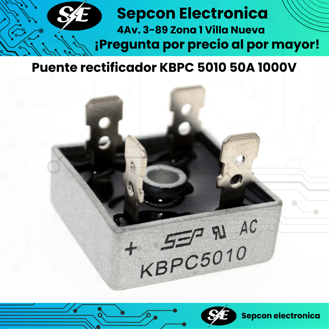 Puente rectificador KBPC 5010 de Onda completa 50A 1000V