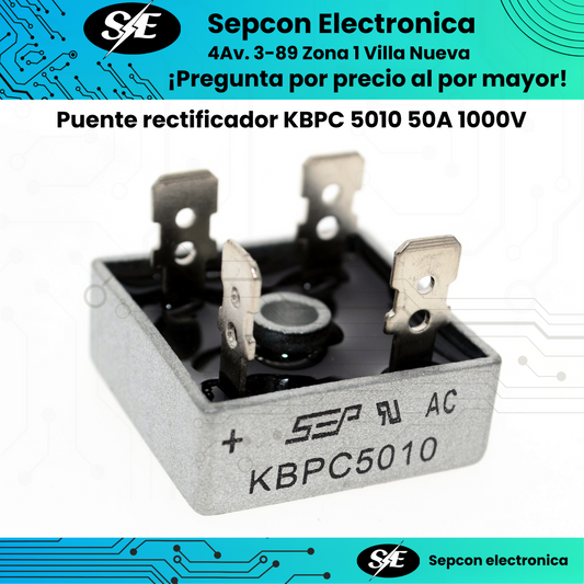 Puente rectificador KBPC 5010 de Onda completa 50A 1000V