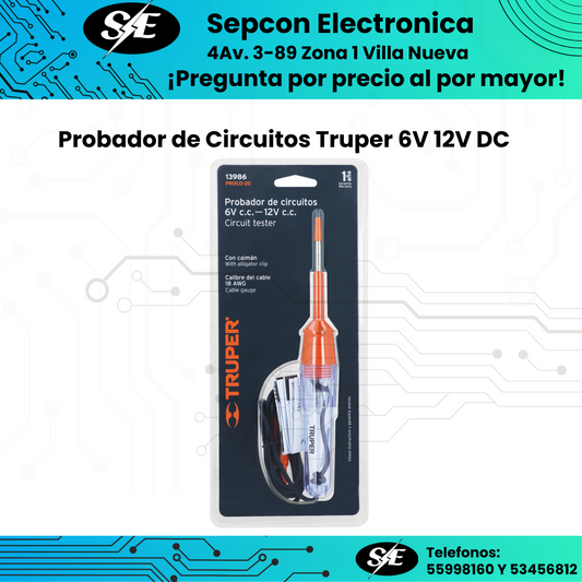 Probador de Circuitos Truper 6V 12V DC 13986