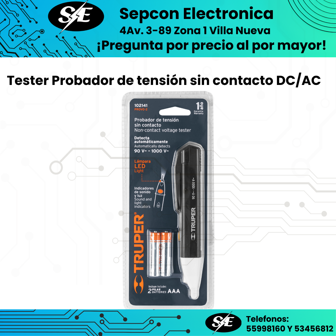 Tester Probador de Tensión sin Contacto Truper AC/DC 102141
