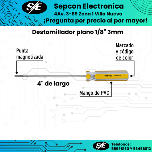 Destornillador plano 1/8" (3 mm) Petrul 21464