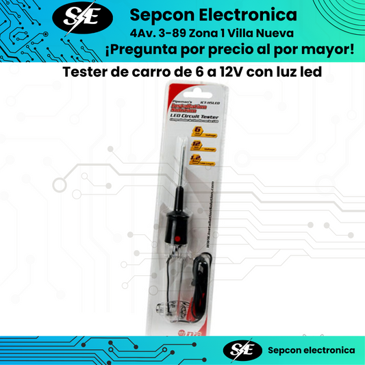 Tester de Voltaje para Carro de 6V a 12V con Luz LED