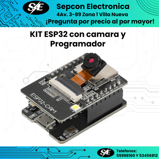 Kit ESP32-CAM con cámara OV2640 y programador USB