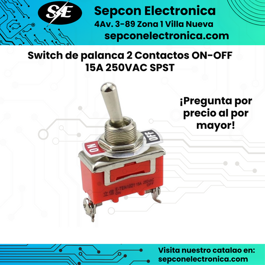 Switch de Palanca ON-OFF 2 Contactos  SPST 15A 250V AC