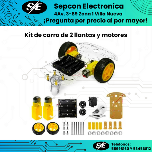 Kit Chasis para Carro Robot de 2 Ruedas con Motores – Ideal para Arduino y Proyectos DIY