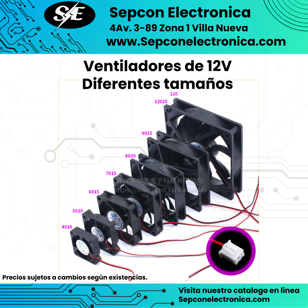 Ventiladores de 12V  diferentes tamaños