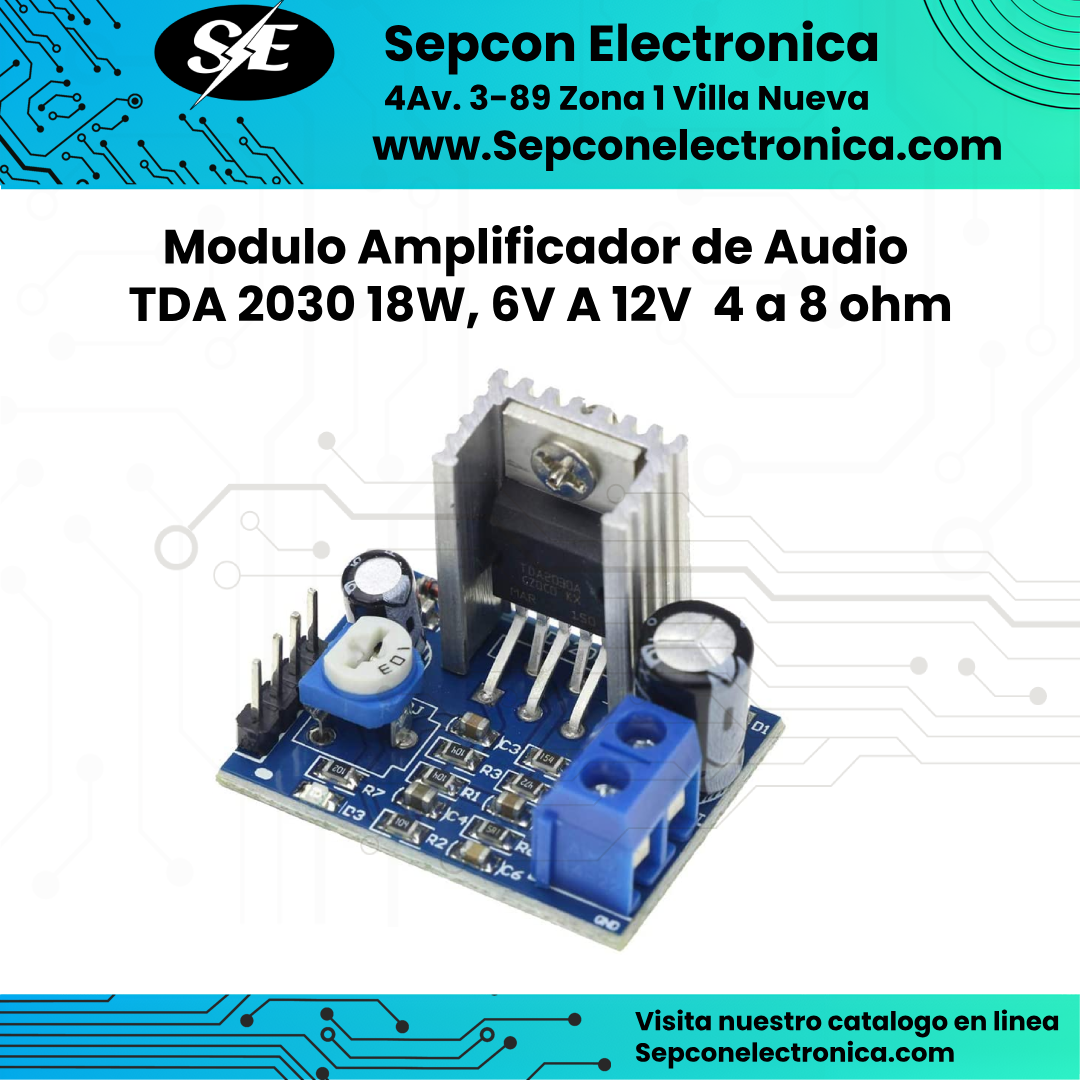 Modulo amplificador de audio TDA2030 18wm 6v a 12v, 4 a 8 ohms