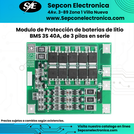 Modulo de Protección de baterias de litio BMS 3S 40A, de 3 pilas en serie