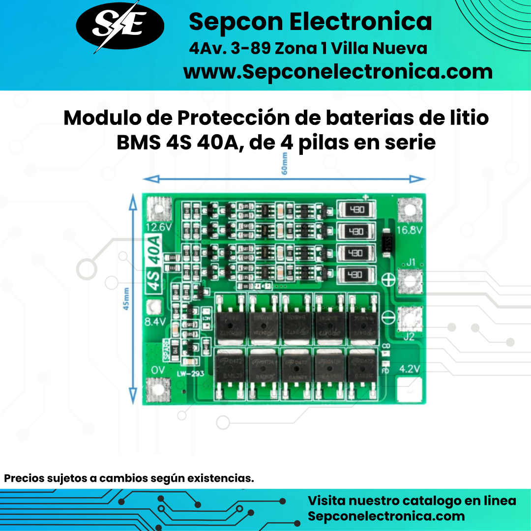 Modulo de Protección de baterías de litio BMS 4S 40A, de 4 pilas en serie