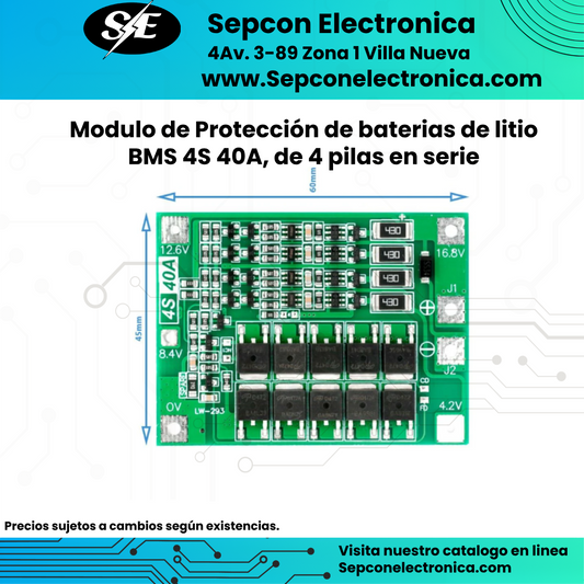 Modulo de Protección de baterías de litio BMS 4S 40A, de 4 pilas en serie