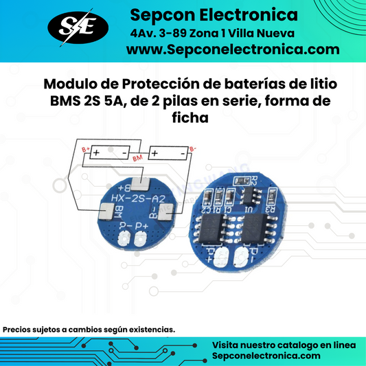 Modulo de Protección de baterías de litio BMS 2S 5A, de 2 pilas en serie Redonda