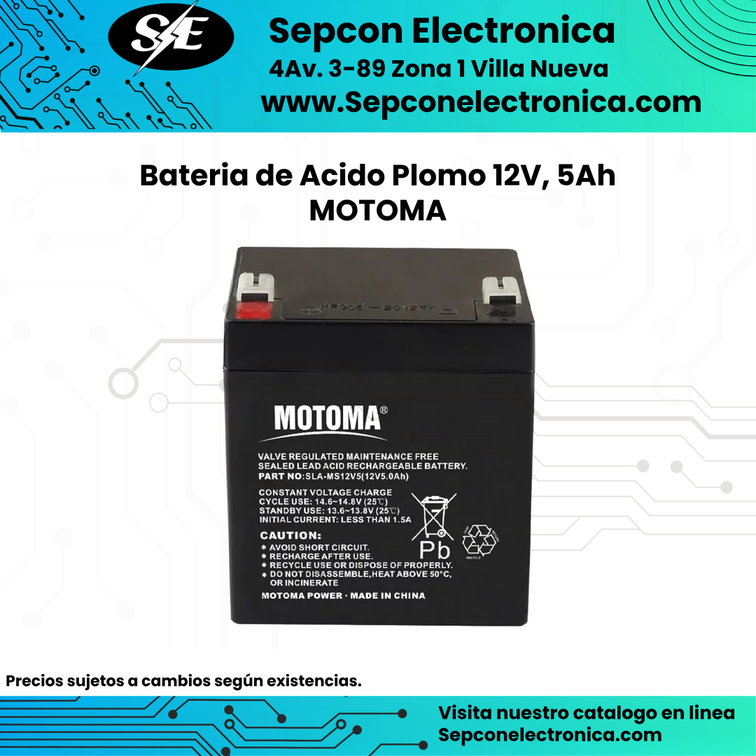 Bateria de Acido Plomo 12V, 5Ah  MOTOMA