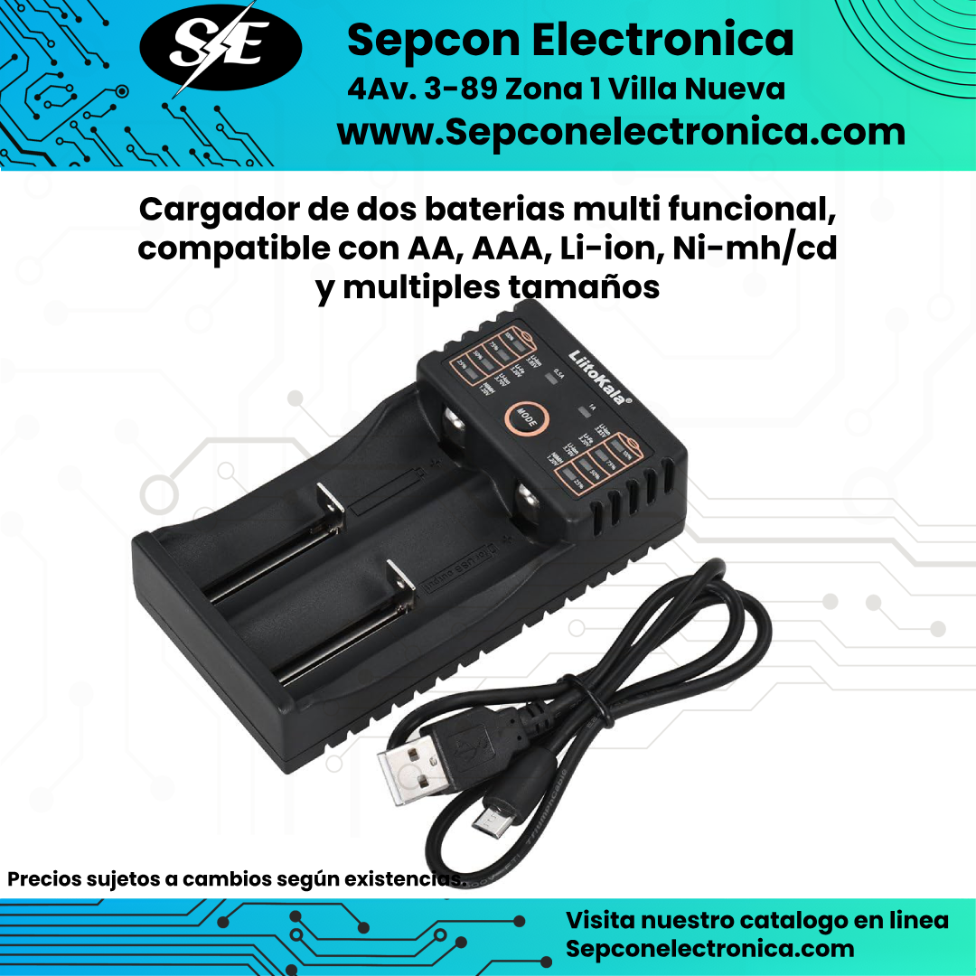 Cargador de baterías multifuncional, compatible con AA, AAA, Li-ION, Ni-mh y variedad de tamaños
