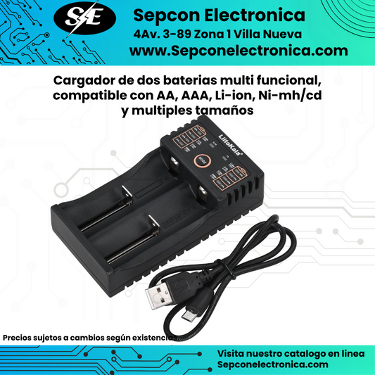 Cargador de baterías multifuncional, compatible con AA, AAA, Li-ION, Ni-mh y variedad de tamaños