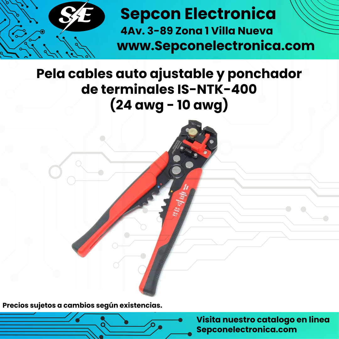 Pela cables auto ajustable y ponchador de terminales IS-NTK-400