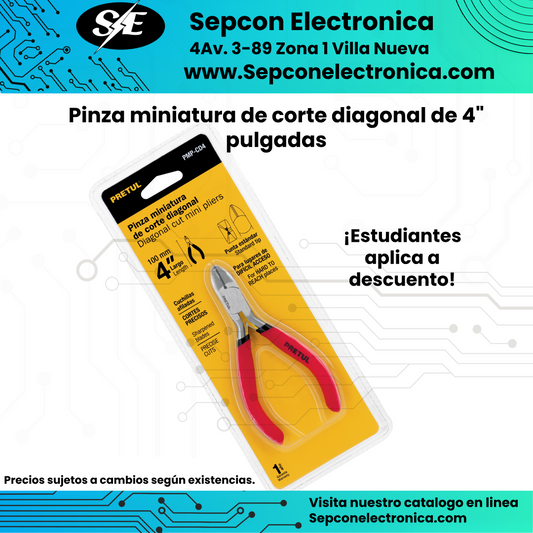 Pinza miniatura de corte diagonal de 4" pulgadas