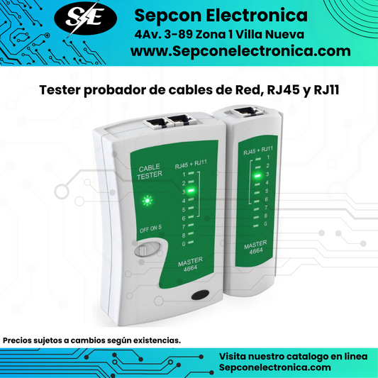 Tester probador de cables de Red, RJ45 y RJ11