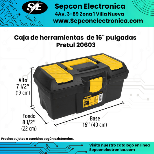 Caja de herramientas  de 16" pulgadas Pretul 20603