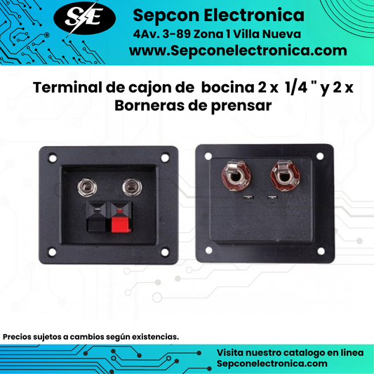 Terminal de bocina con jack de 1/4 y terminales de prensar