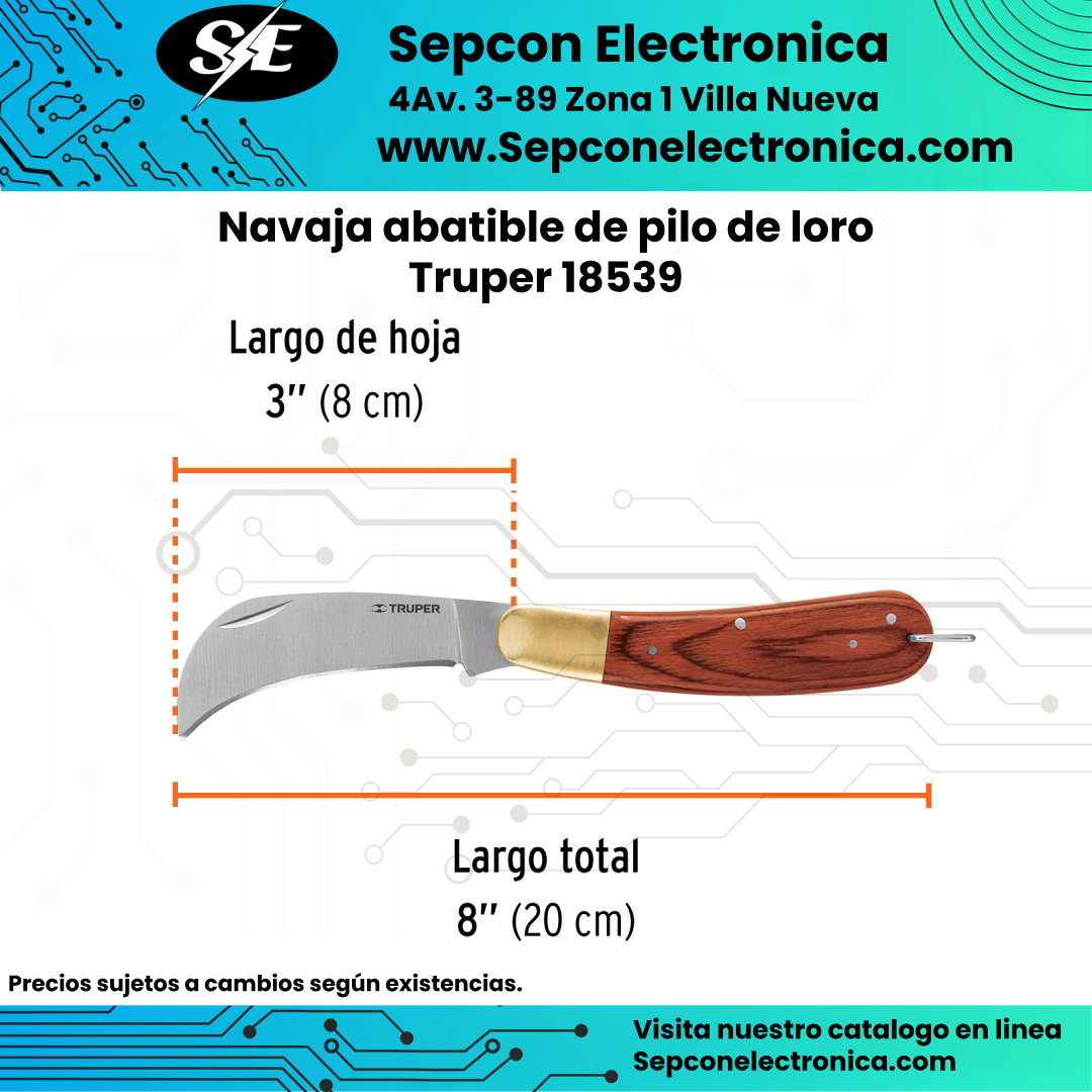Navaja Abatible Tipo Pico de Loro Truper 18539 – Hoja de 8 cm