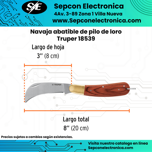 Navaja Abatible Tipo Pico de Loro Truper 18539 – Hoja de 8 cm