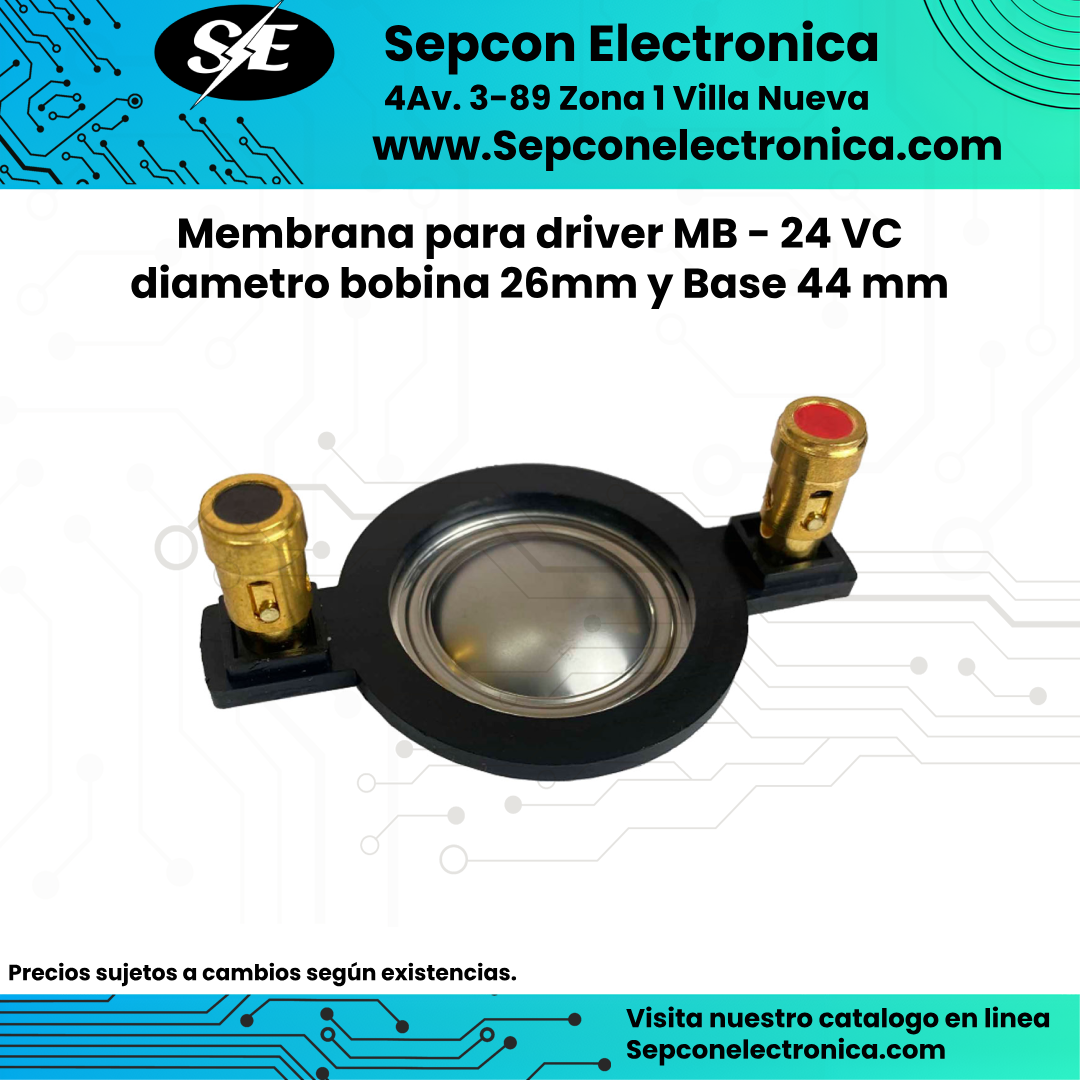 Membrana para driver MB - 24 VC diámetro bobina 26mm y Base 44 mm