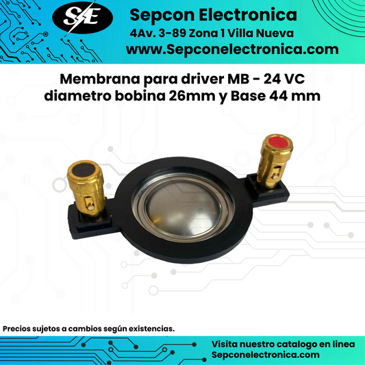 Membrana para driver MB - 24 VC diámetro bobina 26mm y Base 44 mm