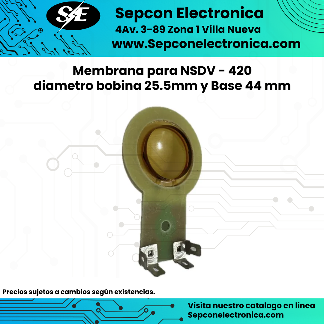 Membrana para NSDV - 420 diámetro bobina 25.5mm y Base 44 mm