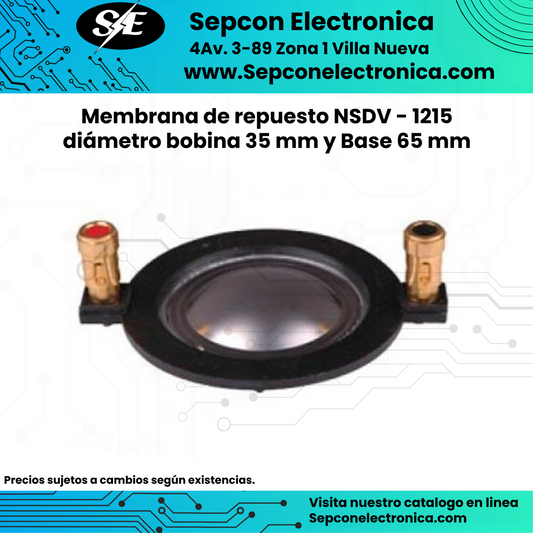Membrana de repuesto NSDV - 1215 diámetro bobina 35 mm y Base 65 mm