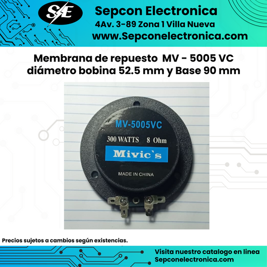 Membrana de repuesto  MV - 5005 VC diámetro bobina 52.5 mm y Base 90 mm
