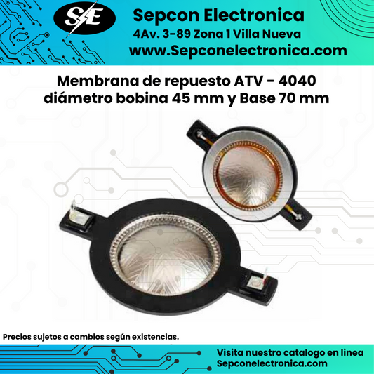 Membrana de repuesto ATV - 4040 diámetro bobina 45 mm y Base 70 mm