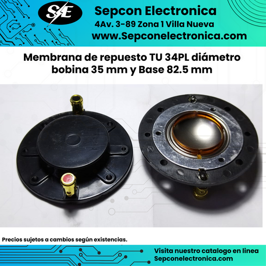 Membrana de repuesto TU 34PL diámetro bobina 35 mm y Base 82.5 mm